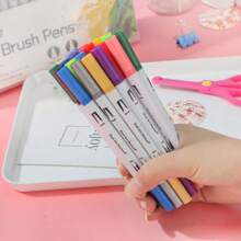 Set de plumones de acuarela con puntas duales, marcadores de punta suave y lavables, ideales para DIY, dibujos, bocetos, colorear para adultos, pintura artística e ilustración, con colores ricos y vibrantes, regalo perfecto para amigos, útiles escolares, de vuelta a clases