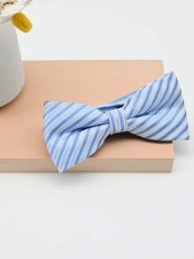 1 Peça Gravata Borboleta Masculina de Moda com Duas Camadas, Listrada em Azul e Branco, Adequada para Acessório de Colarinho para Festas e Trajes de Negócios