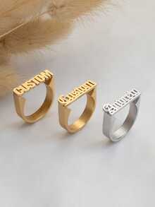 Customized Stainless Steel English Name Ring, Personalized Simple Name Ring, Couple Jewelry Accessories, Valentine's Day Gift, Gift For Couples, Give Friends, Moms, Dads Gifts. Customized Stainless Steel Name Ring With Gift Box, School Supplies, For Boys And Girls, For Teenagers, Junior High School Students, Middle School Students, High School Senior High School Students - Multicolor - View 8