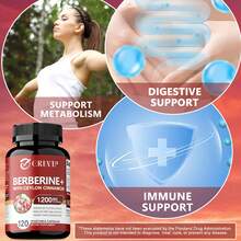 XEMENRY Berberine HCI + Ceylon Cinnamon - Blood Sugar Balance, Support Immune System, Gastrointestinal & Heart Health - 120pcs - 120 Capsules - View 4