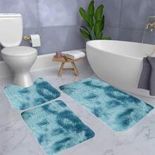 3 件 /4 件 /5 件 /6 件混合颜色浴室地毯、马桶垫通用柔软舒适防滑厚实可机洗易干洗，非常适合卧室、浴缸、卫生间地板、淋浴房、洗衣房、厨房和室内区域返校秋季装饰入口装饰 - 藍色 - 查看 5