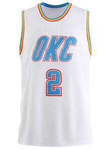 Atonmore Men's Basketball Jersey, 2 White, Embroidered Sports Vest - 白色 - 查看 1