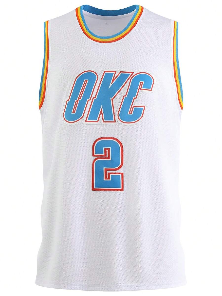 Atonmore Men's Basketball Jersey, 2 White, Embroidered Sports Vest - 白色 - 查看 1