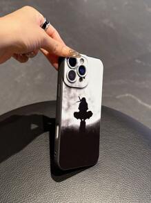 bandai 1 pieza Funda protectora de teléfono con patrón de dibujos animados, cubierta anti caídas con aros compatible con I 16 16 Pro Max, diseño de letra de ojo de ángel negro, funda blanda compatiblecon I 11/12/13/14 Plus, regalo festivo, acabado mate