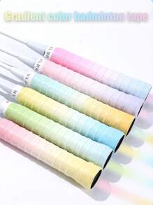 1 pieza Cinta de agarre de bádminton de color degradado, cinta de agarre antideslizante, que absorbe el sudor y los impactos para raquetas de bádminton; cinta envolvente cómoda para el mango de tenis