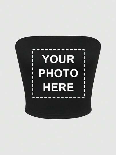 Customizable Women's Bandeau Top - Add Your Own Photo/Text (Family Photo/Selfie/Slogan/Journal), Design Your Exclusive Custom Printed T-Shirt, Fashionable, Hip-Hop, Unique Women's Clothing, Can Be Given As A Gift To Your Girlfriend, Family, Friends, Children, You Can Freely Unleash Your Design Creativity., Pajama Set