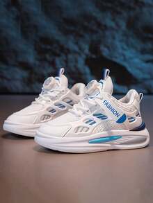 Tenis Deportivos Transpirables para Niños y Niñas: Diseño Multicolor con Punta Redonda, Cómodos, Ligeros y Antideslizantes. Ideal para Uso Diario, Deportes y Estilo Casual - Celeste - Ver 3
