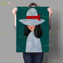 1 件/3 件卡通女孩小鸟简约海报北欧海报墙艺术帆布画家居装饰墙画客厅无框艺术风格框架复古 - 彩色 - 查看 6