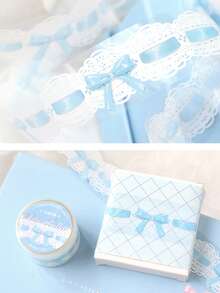 Dear Lover 缎面芭蕾系列 PET 计划胶带，可爱蝴蝶结丝带蕾丝贴纸，遮蔽胶带计划器 DIY 贴纸材料学校用品，返校