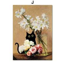 1pc/3PCS Funny Art Matisse Monet Black Cat Van Gogh Sunflowers Canvas Painting Posters And Prints Wall Pictures For Living Room Decor Frameless Literary Frame Vintage 2025 Best Selling Halloween Decorative Paintings, Easter Decorative Paintings, Warm Impression Canvas Paintings, Living Room Decorative Paintings Bedroom Decoration Frameless Paintings With Framed Paintings, Simple Art Paintings - Multicolor - View 20