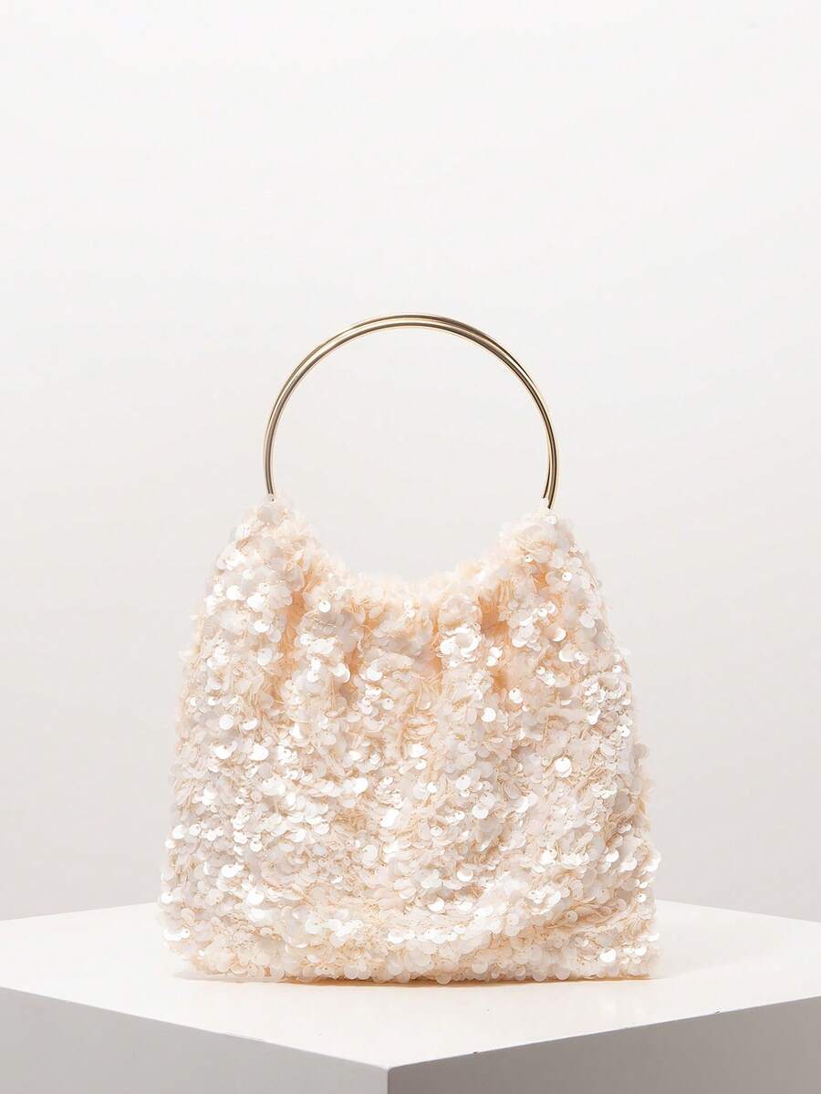 Elegant Sequin Decorated Women's Handbag, Random Pattern, Suitable For Prom Dresses, Prom Accessories, Wedding Items - Beige - View 1