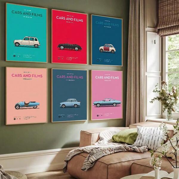 1pc /3pcsWall Arts Posters Optional Frame/ Framed Modern Cars And Films Poster Classic Vintage Posters Vintage Room Home Bar Cafe Decor Nordic Home Decor