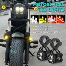 Heyword Heyword 1pc/2pcs External LED Lights For Cars And Motorcycles, Ultra-High Brightness, High And Low Beam Lights, Explosive Flashing Yellow, White, Red, And Three Color Freely Changing Flashing Lights, Off-Road Vehicle Universal Lighting Work Lights