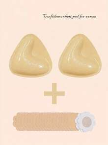 1对透气硅胶三角加厚推高贴，双面自粘隐形乳贴+10片装，一次性无缝自粘式义乳贴-花卉图案，无钢圈支撑，遮盖隐形，适用于健身、泳装、睡眠-一次性使用，不可水洗，隐藏内衣，舒适贴合 - 黃色 - 查看 2
