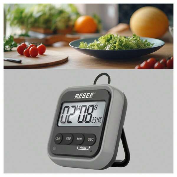 Digital Kitchen Timer, Magnetic Countdown Timer With Thermometer Large LCD Display, Classroom Cooking Fitness Productivity Timer