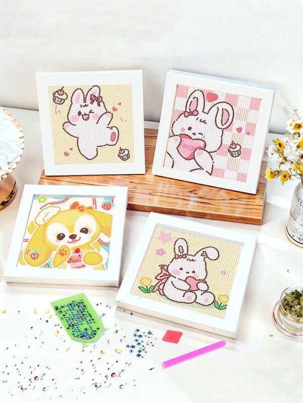 1 conjunto de kit de pintura de diamante de desenho animado, sem moldura, kit de pintura de bordado de diamante de desenho animado fofo para adultos, kit de mosaico adequado para iniciantes adultos, ponto de diamante 5D adequado para adultos, decoração de casa faça você mesmo fácil, presente de arte com pedras preciosas