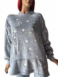 Sudadera ensamble arcoiris oversize para dama con estampádo arcoiris y diversos diseños - Gris - Ver 4