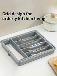 Bandeja para cubiertos expandible de 6-8 compartimentos para cajones, organizador de cubiertos de cocina con divisores ajustables, caja de almacenamiento de utensilios para cucharas, tenedores, cuchillos, apta para cocina, dormitorio, oficina