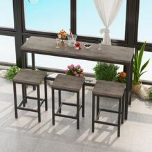 Oakfu 4-Piece Dining Table Set With 3 Chairs, Kitchen Table & Chairs Set For 3, Dining RoomTable With Solid Metal Frame & MDF Board, Perfect For Small Space, Easy Assembly, (Brown) - Brown - View 3