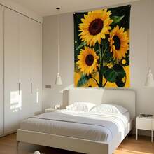 Sunflower Leaf And Petal Splash Art Woven Tapestry Room Decoration Wall Decor Blanket For Stylish Home Decor And Warm - Multicolor - View 3