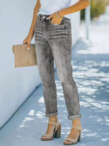 Jeans da donna a gamba dritta elasticizzati, casual e versatili, adatti per l'uso in primavera e estate