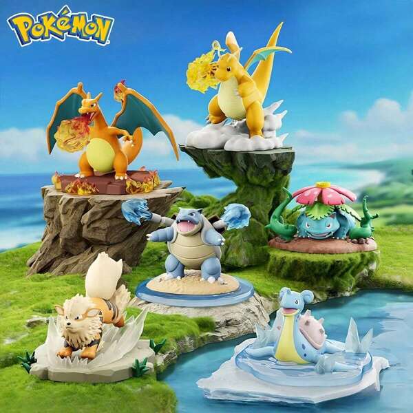 6 Styles Genuine  Toys Showdown Moment Series Anime Figure Charizard Blastoise Venusaur Arcanine Lapras Dragonite Cartoon Model Dolls Collection Toys Gifts