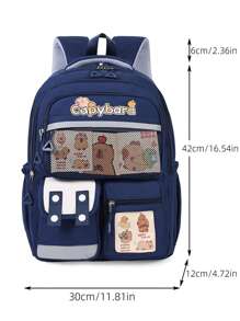 Capybara Kids Backpack, Fashionable & Versatile Large Capacity Boys' School Bag, Lightweight Girls' Rucksack For Elementary Students, For Back To School