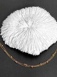 1 pieza Tobillera de mujer de capas con cuentas de la suerte, elegante y lujosa tobillera de cadena metálica de varias capas, apta para uso diario/fiesta/viaje de mujeres
