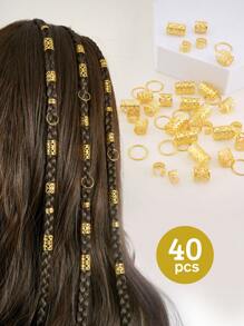 40 Stücke/Set Vintage Cut Out Haaringe, Haarmanschetten aus Legierung, Haarspangen mit Schlaufen, Haraccessoires, Sommerschmuck für geflochtene Haare