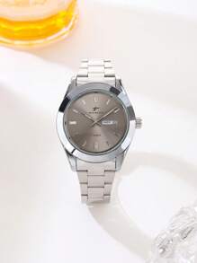 RICECGO RICECGO 1pc Men's Classic Quartz Watch - Business Style, Circular Dial, Calendar Display, Stainless Steel Strap, Quartz Movement, Suitable For Daily Wear, Ideal Gift For Birthdays Or Special Occasions, Anniversary Gift, Back To School Gifts.