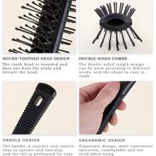 1 件双面通风发刷，尼龙刷毛按摩梳，用于拉直、卷发和丰盈，符合人体工程学的手柄设计工具，适用于普通头发护理、造型、沙龙发型师、理发店配件、美发工具、护发产品、沙龙和旅行必备品