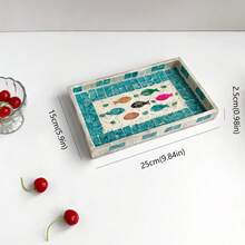 1 buah Baki Penyimpanan Berhias Motif Kerang Warna-warni, Panjang 9,84 Inci, Baki Mosaik Buatan Tangan untuk Camilan, Kacang-kacangan, Penyimpanan Dapur, Dekorasi Rumah - MultiWarna - View 14