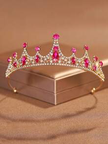 1pc Rhinestone Crown Bride Wedding Tiara Princess Birthday Hair Accessories Alloy Rhinestone Crown - Multicolor - View 17