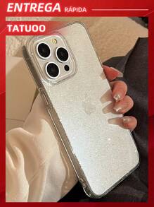 1 Peça Capa de Celular Transparente com Glitter, À Prova de Quedas e Durável, Compatível Com Apple 16/16Pro/16Plus/16ProMax