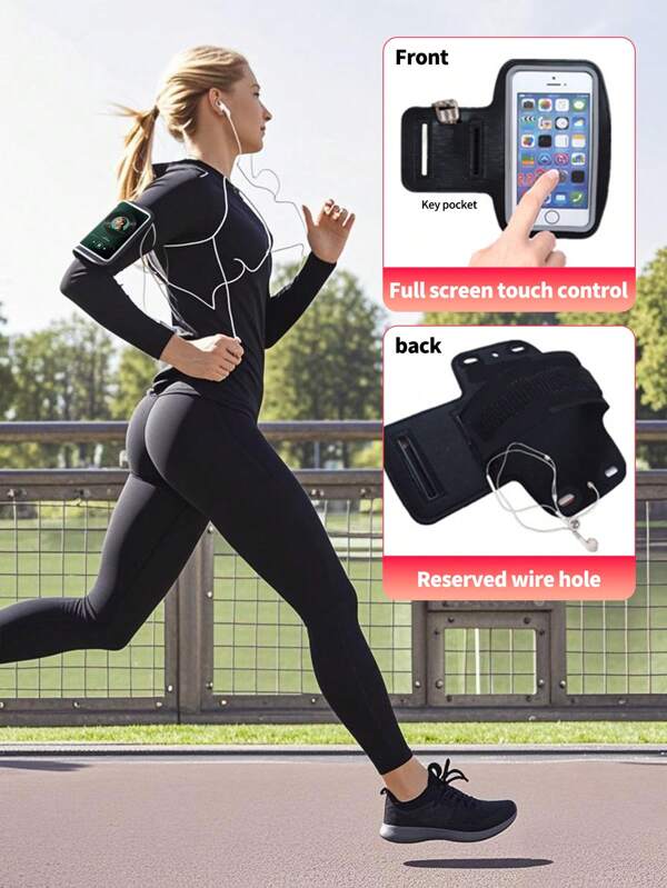 Brassard de téléphone portable pour course, brassard résistant à l'eau pour téléphones jusqu'à 7 pouces - porte-téléphone de gym anti-transpiration avec sangle réglable et poche à clé, sensible à l'écran tactile pour 14/13/12 Mini/11 Pro/XS/XR et Galaxy S25-S8 (compatible fitness/sports/cyclisme)