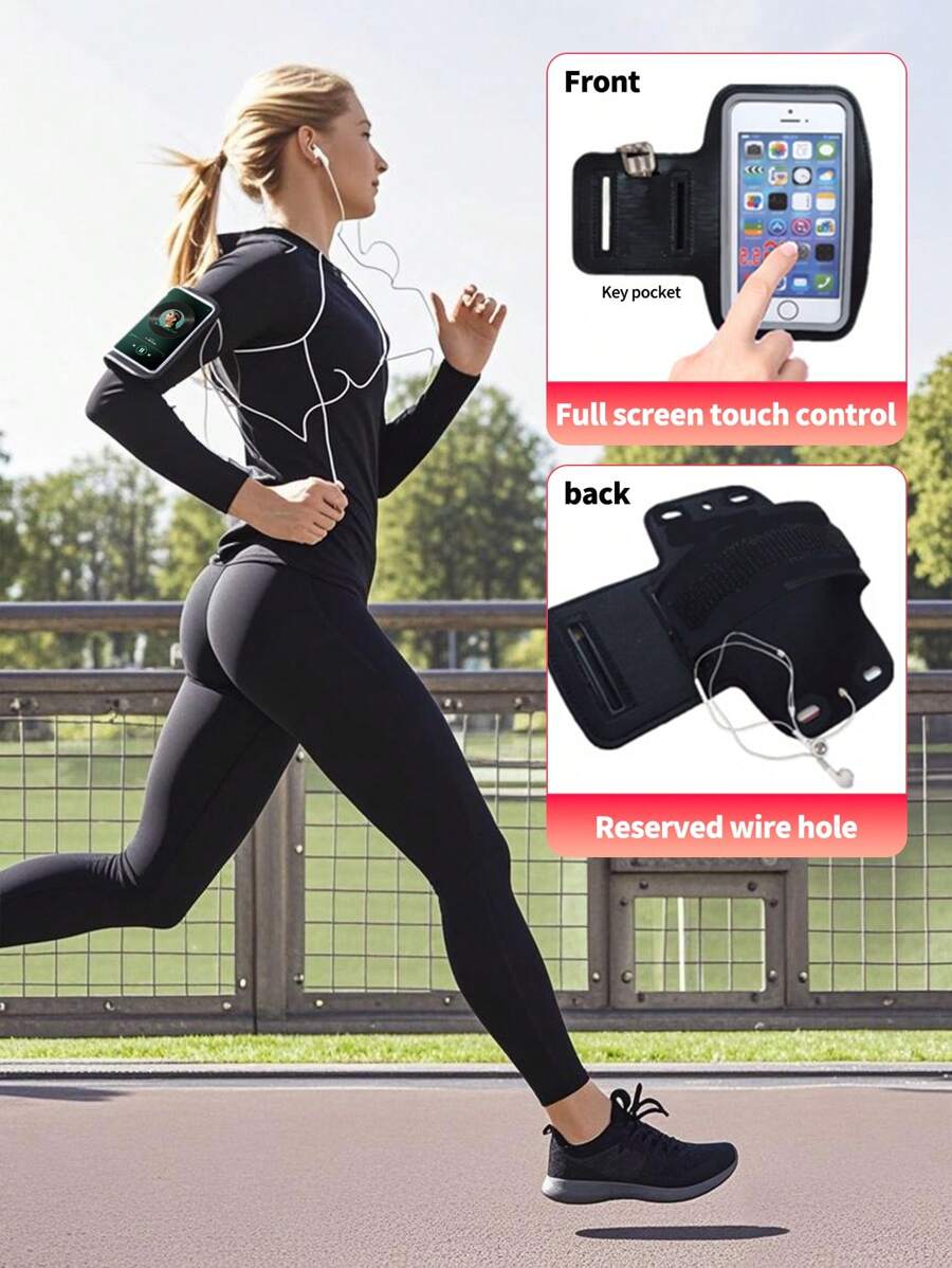Brassard de téléphone portable pour course, brassard résistant à l'eau pour téléphones jusqu'à 7 pouces - porte-téléphone de gym anti-transpiration avec sangle réglable et poche à clé, sensible à l'écran tactile pour 14/13/12 Mini/11 Pro/XS/XR et Galaxy S25-S8 (compatible fitness/sports/cyclisme)