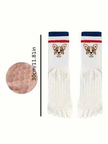 1 双/4 双可爱狗头瑜伽袜，女士五指瑜伽防滑袜，瑜伽和普拉提防滑长袜，女士瑜伽防滑长袜，适合纯芭蕾和舞蹈训练