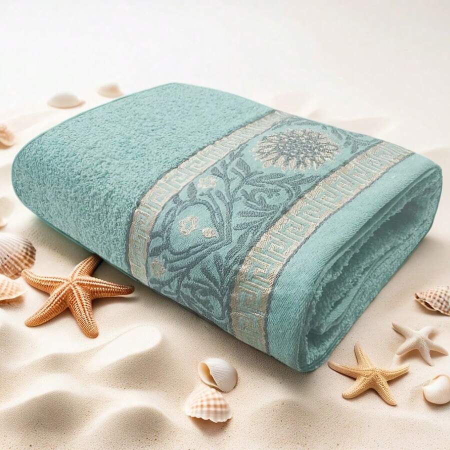 Toalla medio baño colores surtidos tamaño 140x70cm peso 400g algodón suave y absorbente máxima comodidad ideal para ducha hogar hotel temporada moderna - Azul menta - Ver 1