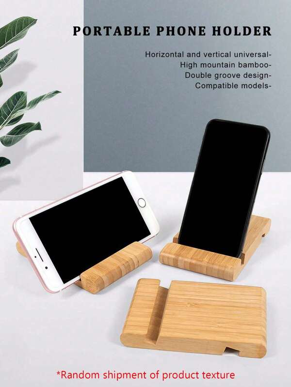 1pc Bamboo Desk Phone Holder, Universal Slouchy Phone Stand, Creative Bamboo Phone Stand Compatible With IPhone, Android Phone, Gift For Birthday, Family, Friends Phone Accessories