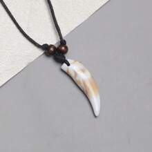 3pcs Adjustable Acrylic Faux Tooth Pendant Necklaces, Unisex Casual Vintage Fashion Accessory Suitable For Holiday, Travel, Leisure, Versatile Charm Necklace