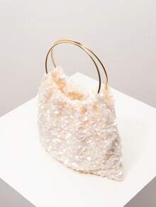 Elegant Sequin Decorated Women's Handbag, Random Pattern, Suitable For Prom Dresses, Prom Accessories, Wedding Items - Beige - View 6