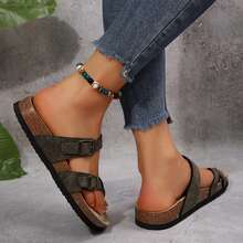 Womens Sandals Comfort Cork Footbed Adjustable Buckle Strappy Casual Walking Hiking Sandals Summer Beach Sandals - Retro Gray - View 6