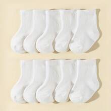 10 đôi tất cotton trắng cho bé, tất cổ ngắn cho bé, tất trẻ nhỏ, phù hợp mọi mùa. - trắng - Xem 2
