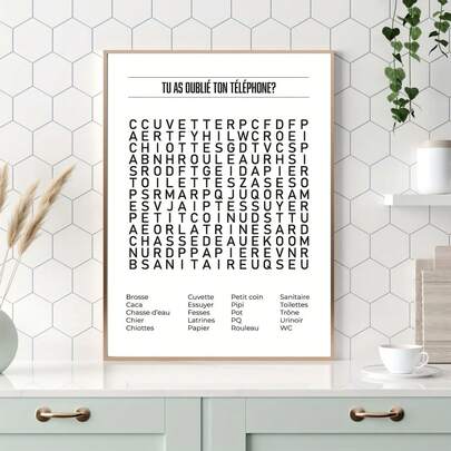 1pc Unframed Humorous Bathroom & Toilet Poster - "Did You Forget Your Phone?" - Industrial & Coastal Style - Alphabet Print Canvas Artwork - Fashion Theme - Unframed Wall Décor For Bathroom, Living Room, Kids Room, Dorm - Ink Art Print