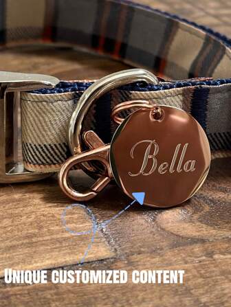Personalized Dog ID Tag - Laser Engraved Stainless Steel Collar Name Tag For Small/Medium/Large Dogs, Anti-Fade & Hypoallergenic