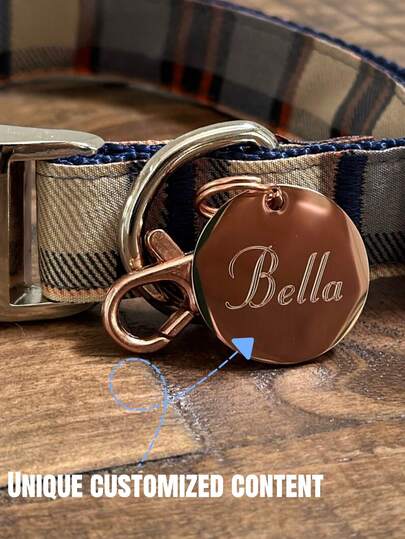Personalized Dog ID Tag - Laser Engraved Stainless Steel Collar Name Tag For Small/Medium/Large Dogs, Anti-Fade & Hypoallergenic