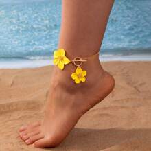 1 Stück modischer, bemalter, floraler, minimalistischer, eleganter, personalisierter Knöchelschmuck für Frauen, geeignet für Urlaub und Veranstaltungen