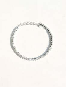 1件时尚优雅全水晶新娘首饰，闪亮单排钻石项链，女士款