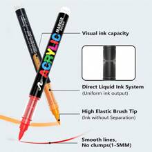 Guang Na Soft Brush Acrylic Paint Markers Pens, Drawing Art Supplies Felt Stationery Set, Freely Ink System, Rich Colors, Clear Coloring Pages, Colour Can Be Stacked, Powerful Coverage, Pen Tip Flexible Soft, Highly Elastic, And Can Draw Freely In Coarse And Fine, Very Suitable For Mysterious Coloring, School Opens/Back To School Season Gifts, Canvas Shoes, T-Shirt Designs Etc Other Smooth Surfaces Colour Decoration