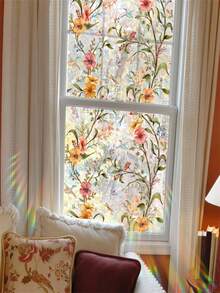 1Roll Rainbow Window Privacy Film Holographic Stained Glass Window Film Vinyl Static Cling Sticker Non-Adhesive Removable House Window Tint For Home Room Decor Home Decor Stickers Wall Stickers Wall Decor - Multicolor - View 4